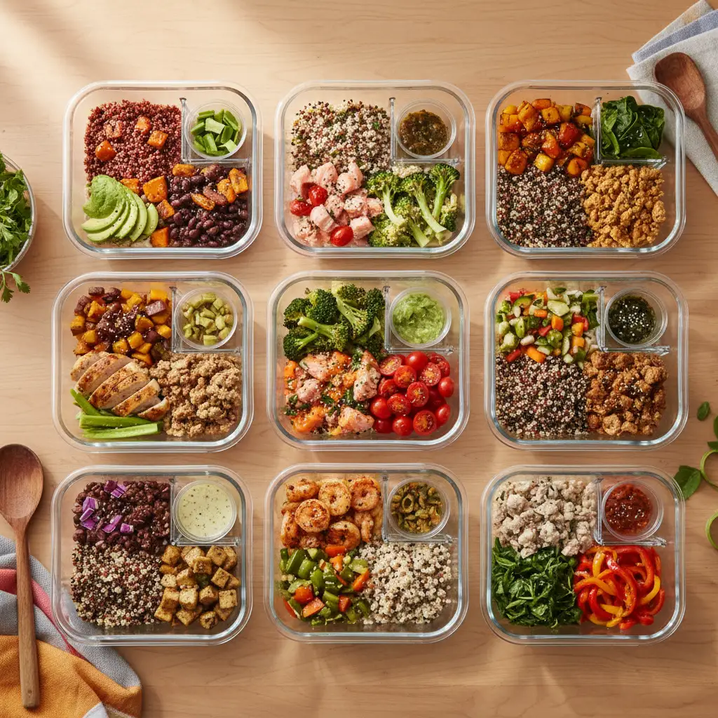 Session de batch cooking débutant avec des plats préparés pour la semaine