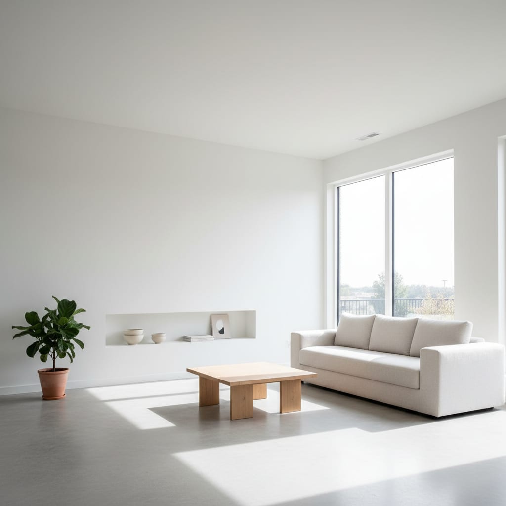 Intérieur minimaliste après avoir désencombré sa maison