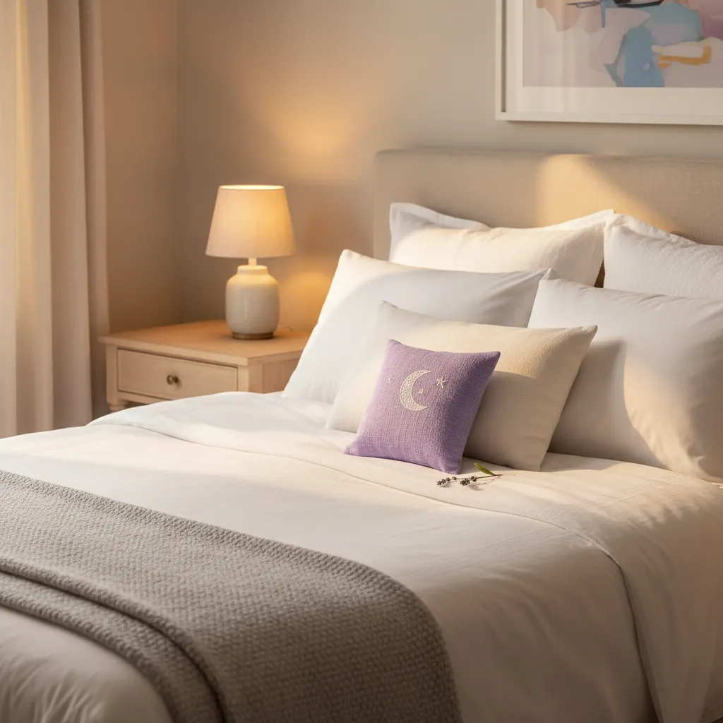 Chambre apaisante propice au sommeil réparateur avec lumière tamisée